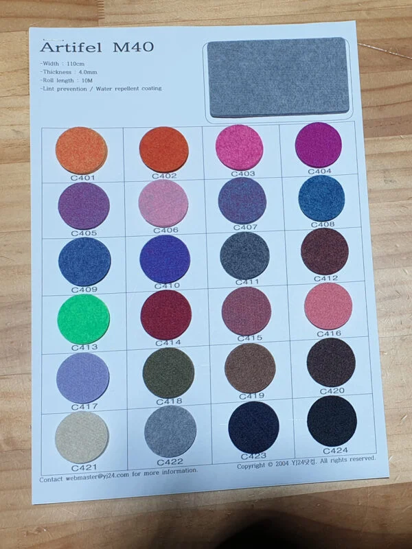Artifel M40 color table