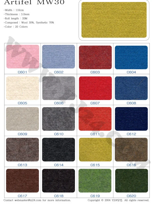 Shinwon Felt Paper / Artifel MW30 / 3mm / Melanie / 30x45cm