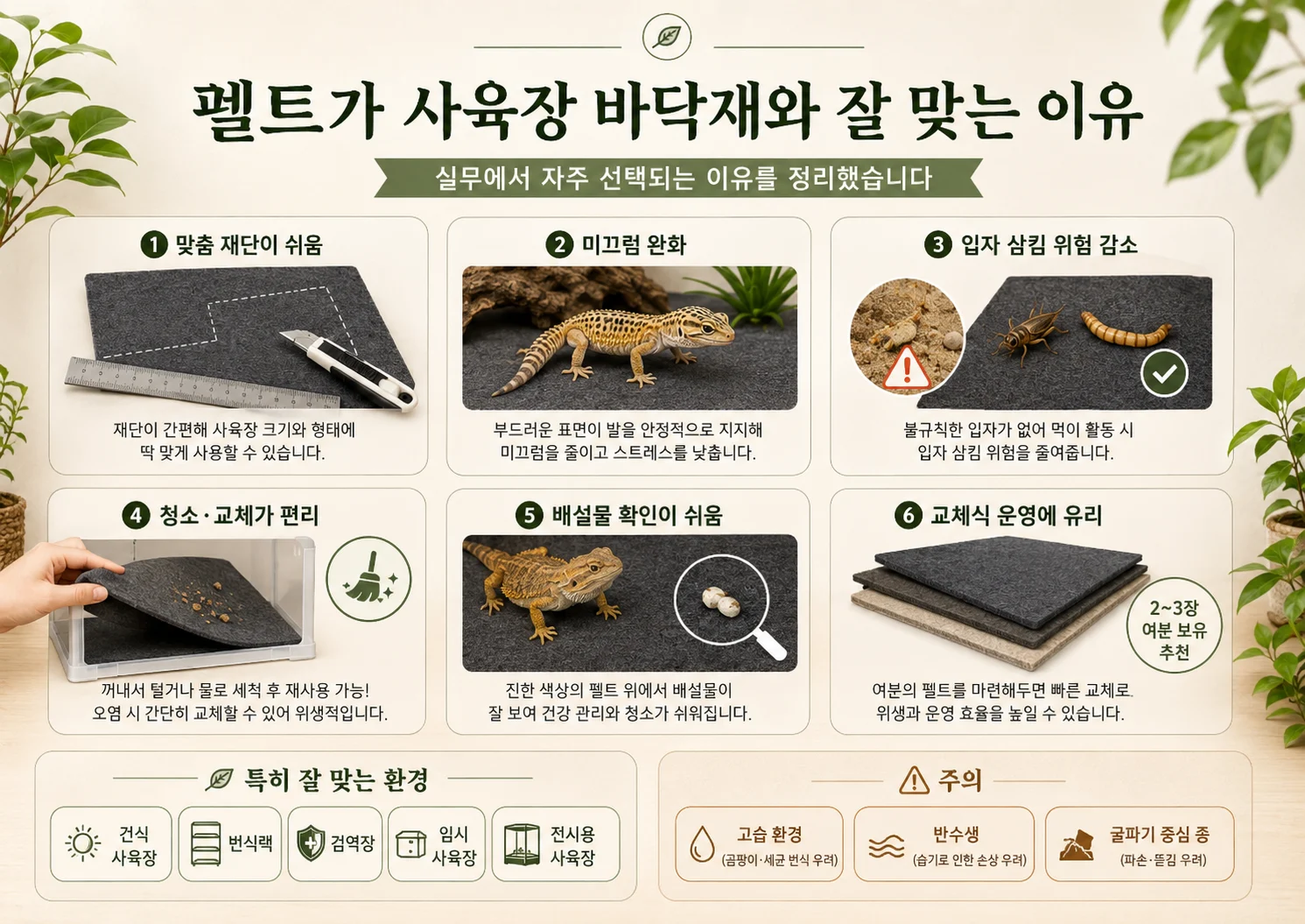 펠트가 사육장 바닥재와 잘 맞는 이유